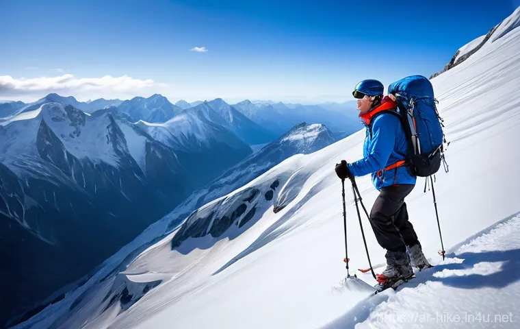 겨울 등산 장비 체크리스트 - **Prompt 2: Layered Protection in a Snowy Landscape**
    "A full-body shot of a male or female hike...