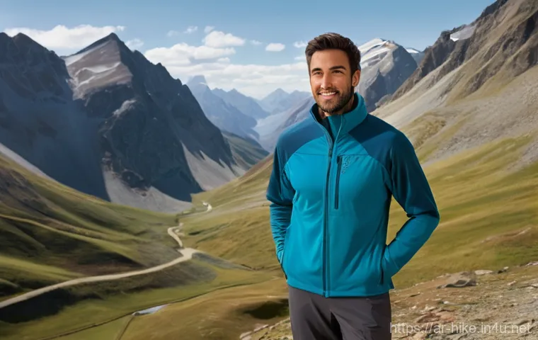 등산 복장 구성 가이드 - **Prompt:** A diverse adult hiker (male or female, e.g., an Arab individual) stands confidently on a...