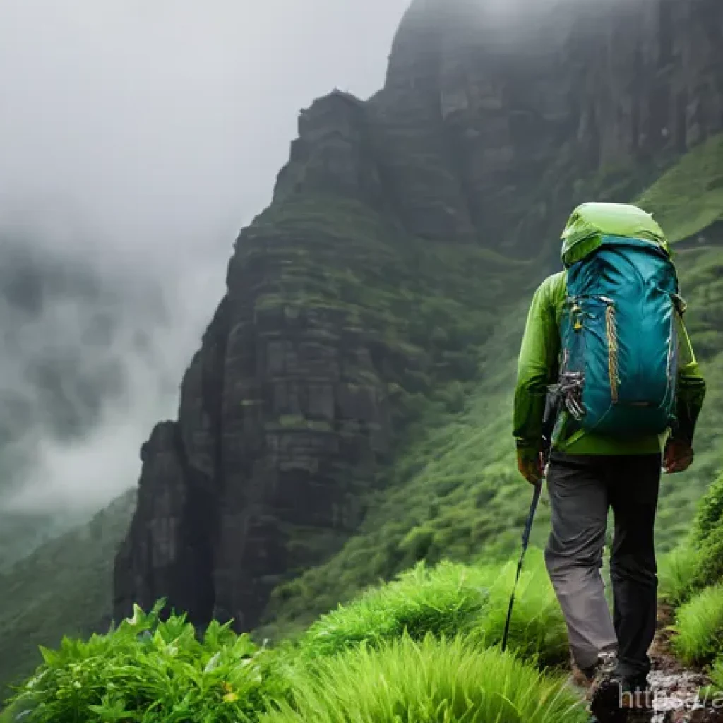 등산용 방수 지퍼백 추천 - **Prompt 1: Mountain Trek in Unexpected Rain**
    "A male adventurer, in his late 20s to early 30s,...