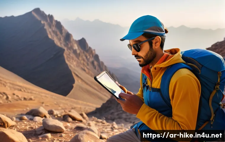 등산 초보자를 위한 산행 계획 세우기 - A detailed scene of an Arab male climber in his early 30s preparing for his first mountain climbing ...